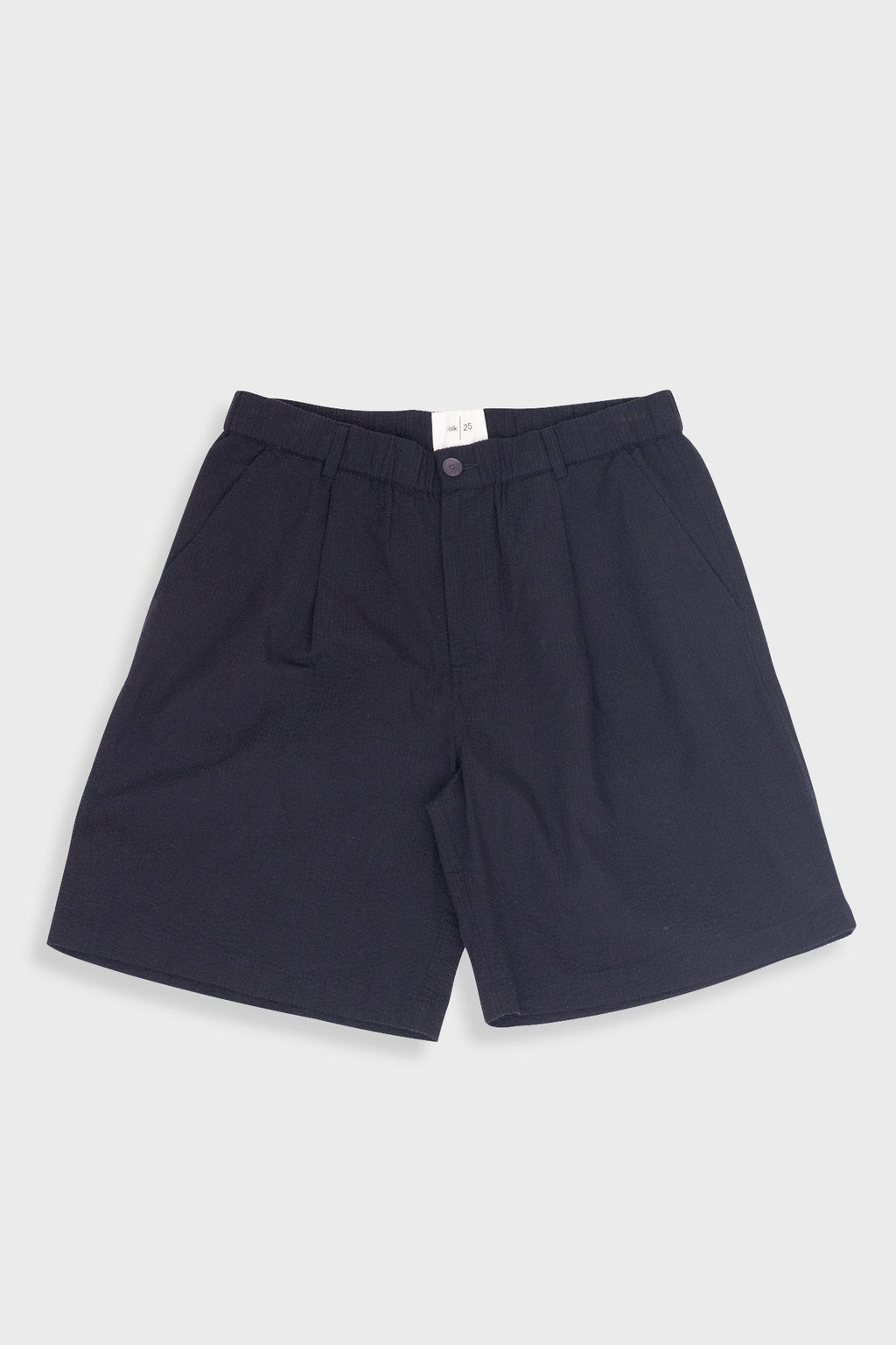 Elasticated Wide Fit Short - Black Seersucker