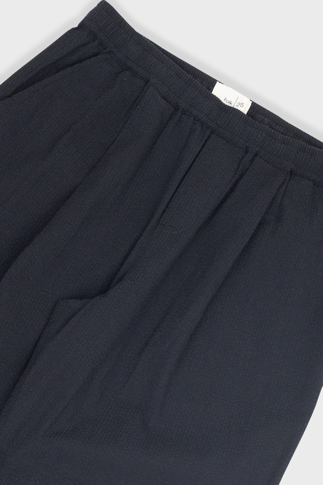 Elasticated Wide Fit Trouser - Black Seersucker