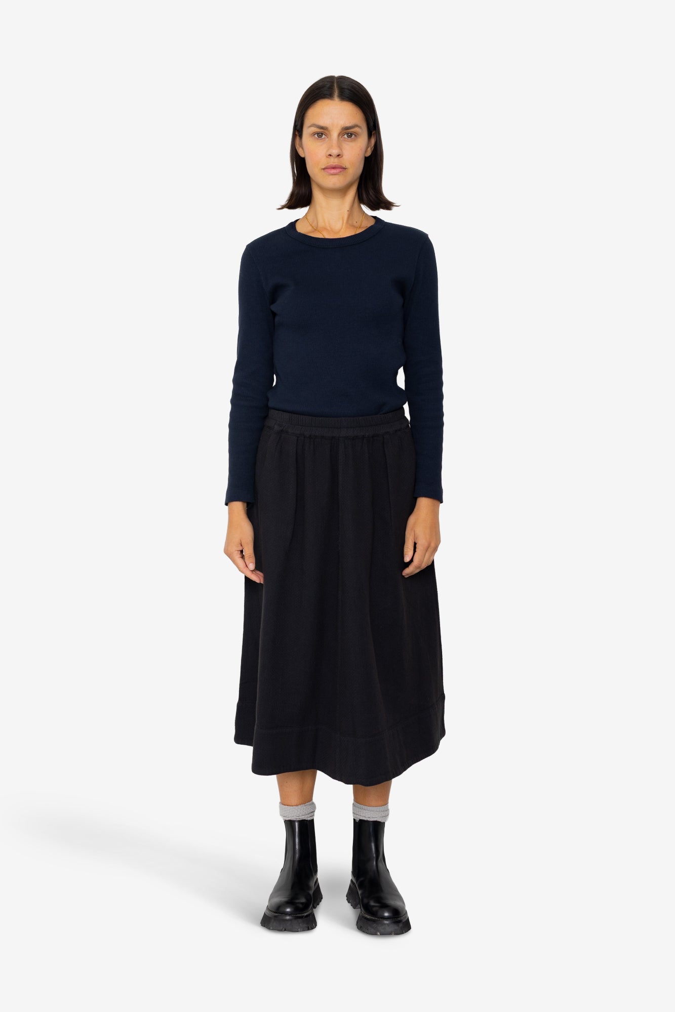 Full Seam Skirt - Black Small Basket Weave