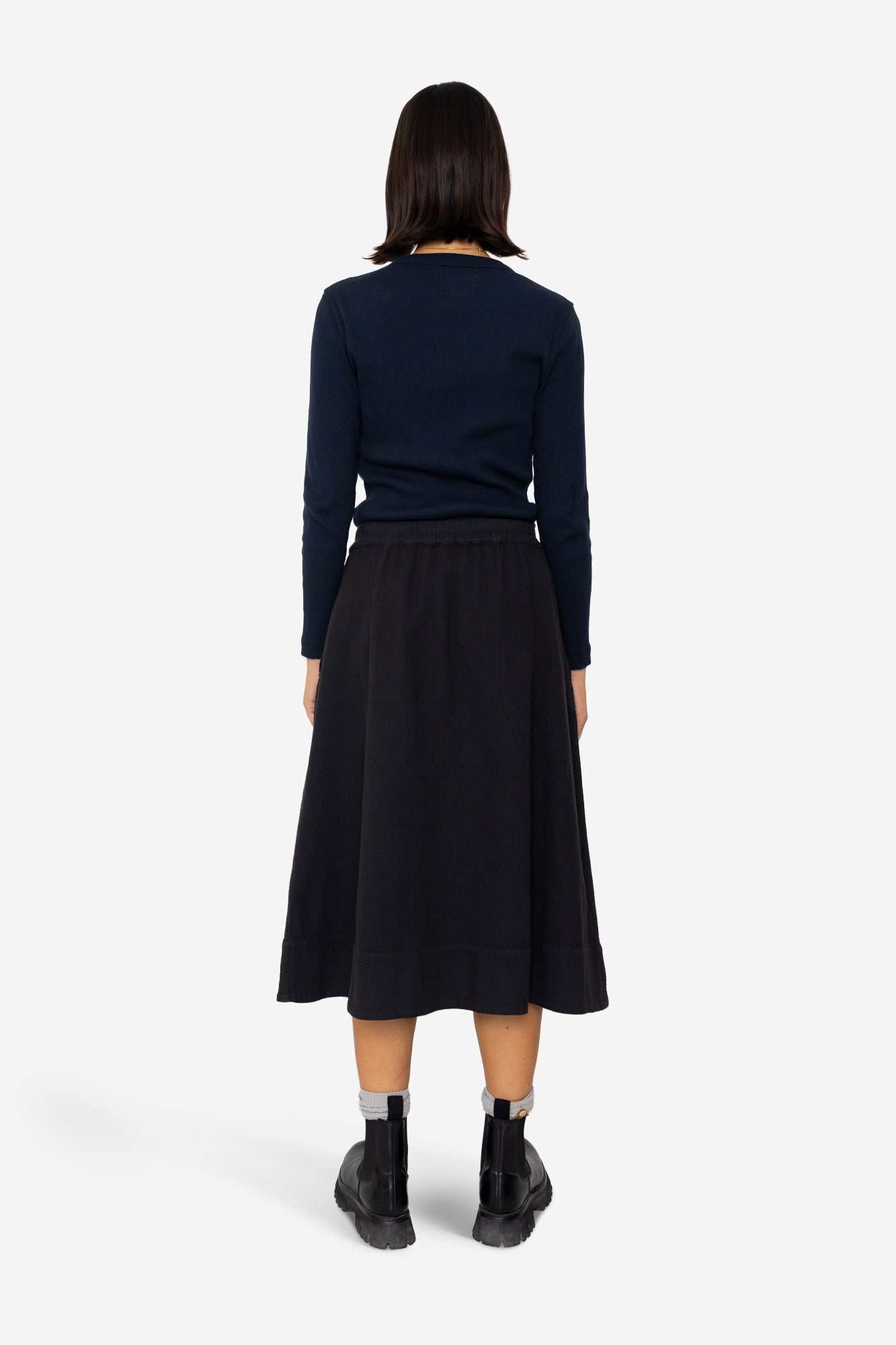 Full Seam Skirt - Black Small Basket Weave