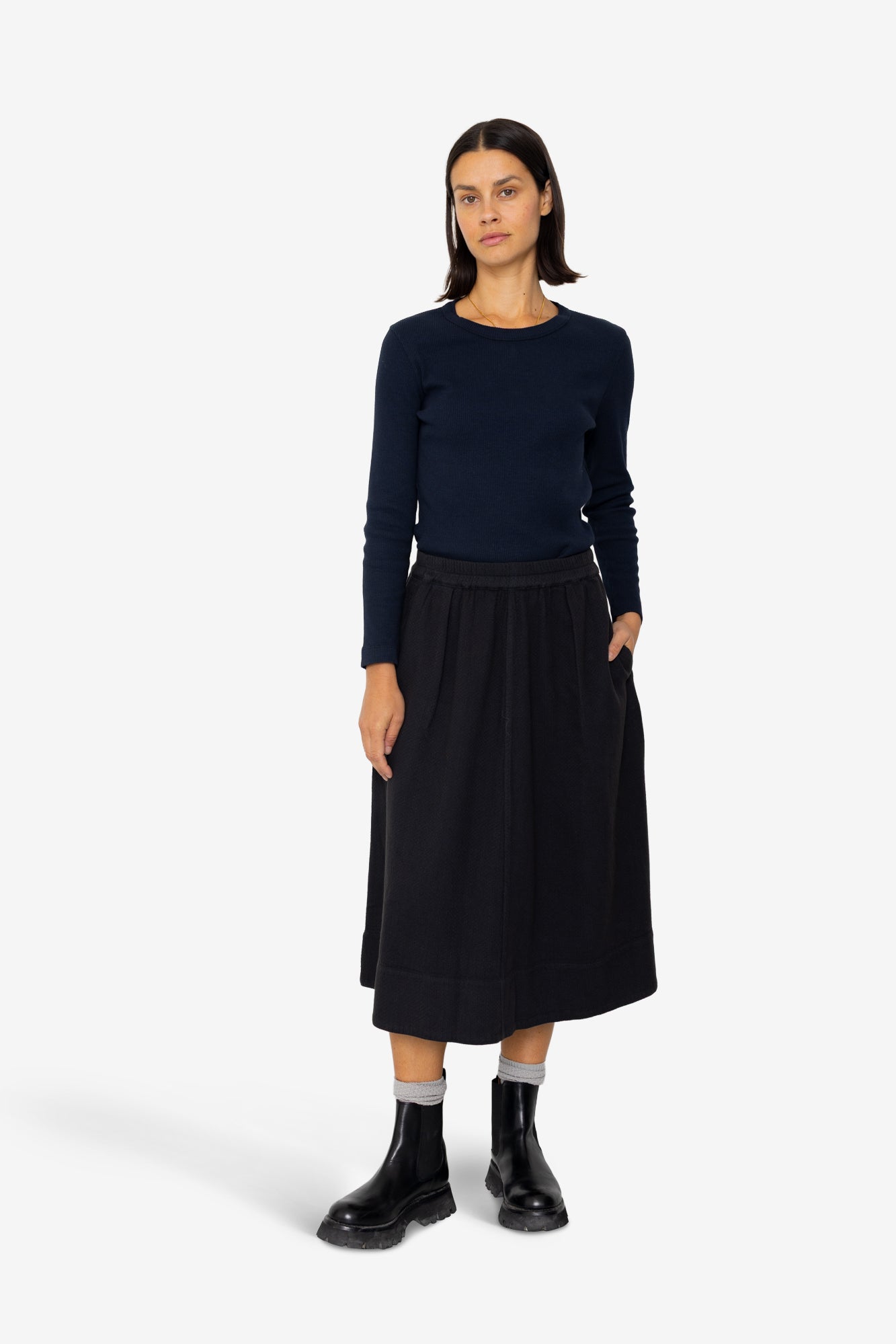 Full Seam Skirt - Black Small Basket Weave