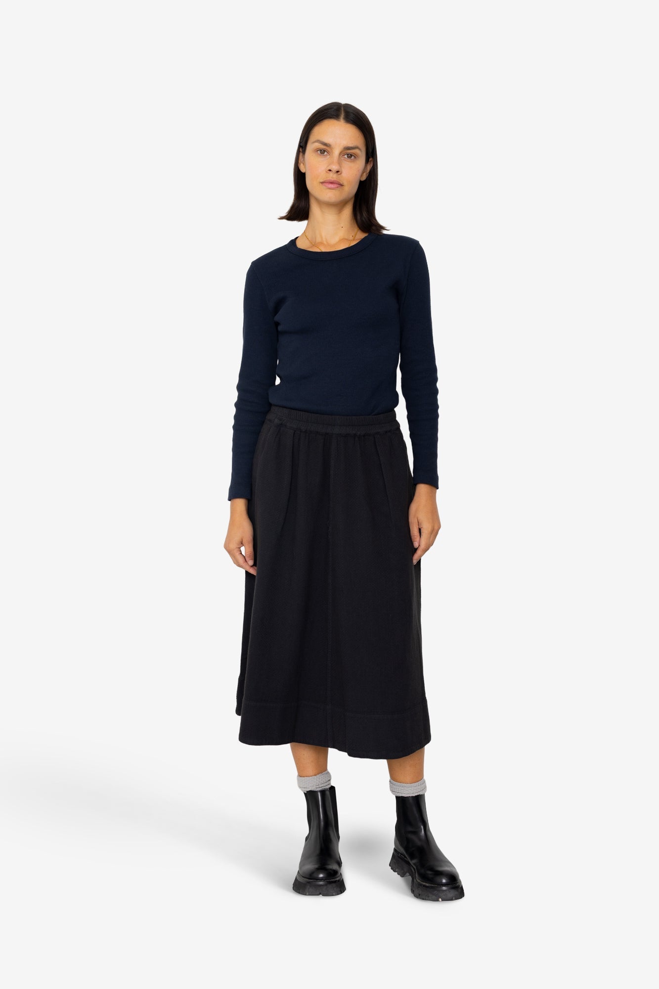 Full Seam Skirt - Black Small Basket Weave