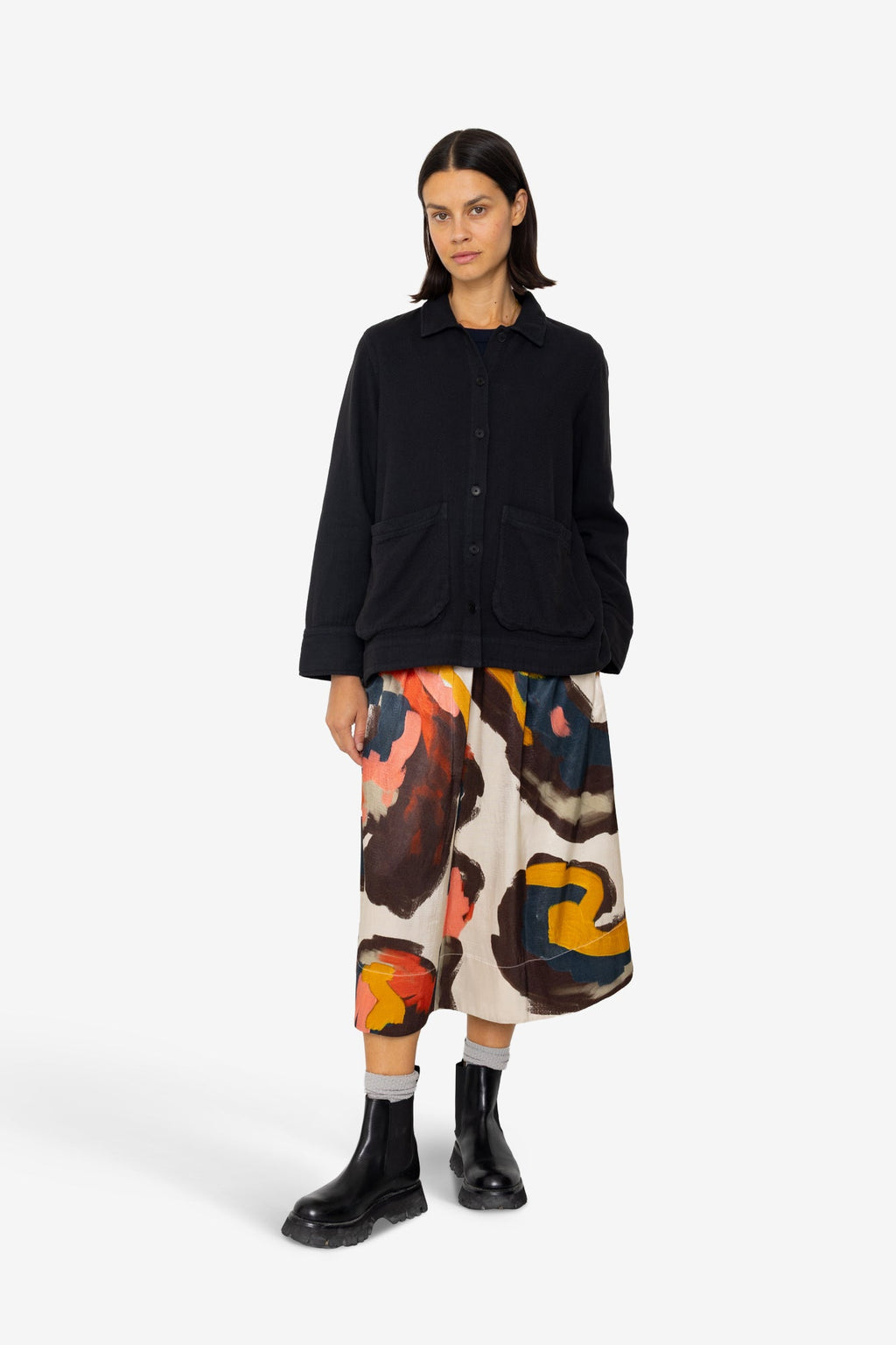 Full Seam Skirt - Impasto Print Satin