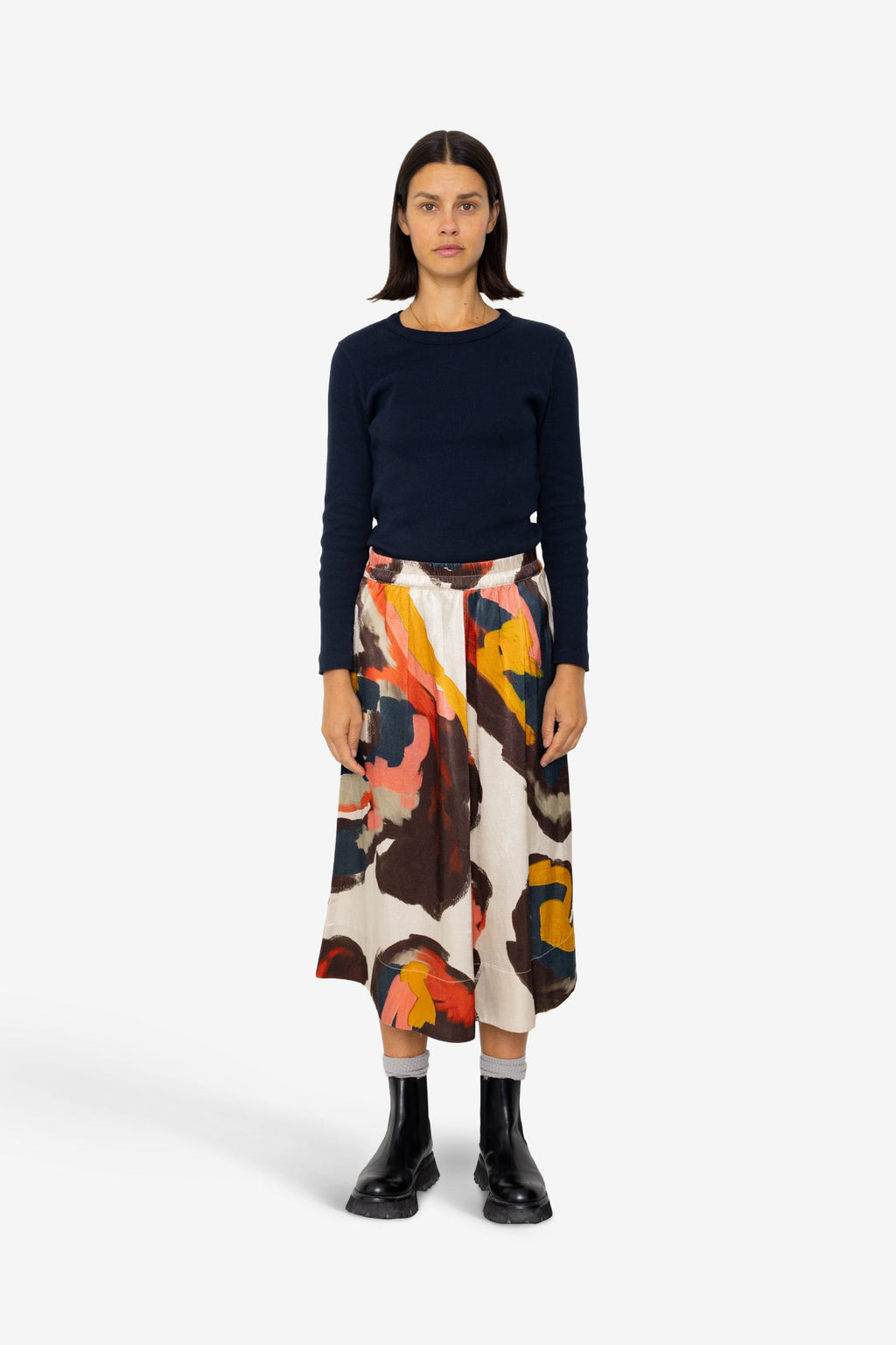 Full Seam Skirt - Impasto Print Satin