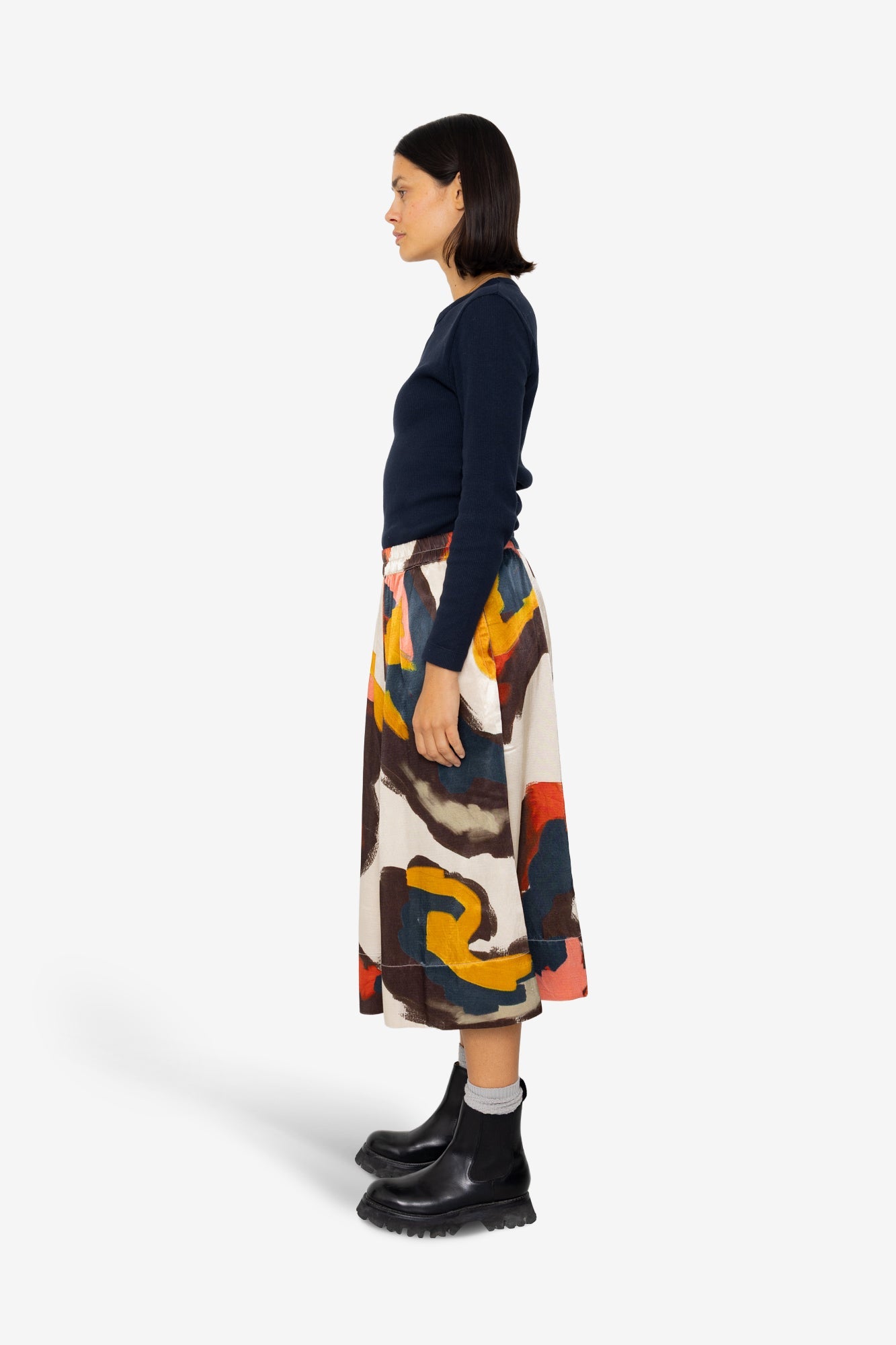 Full Seam Skirt - Impasto Print Satin