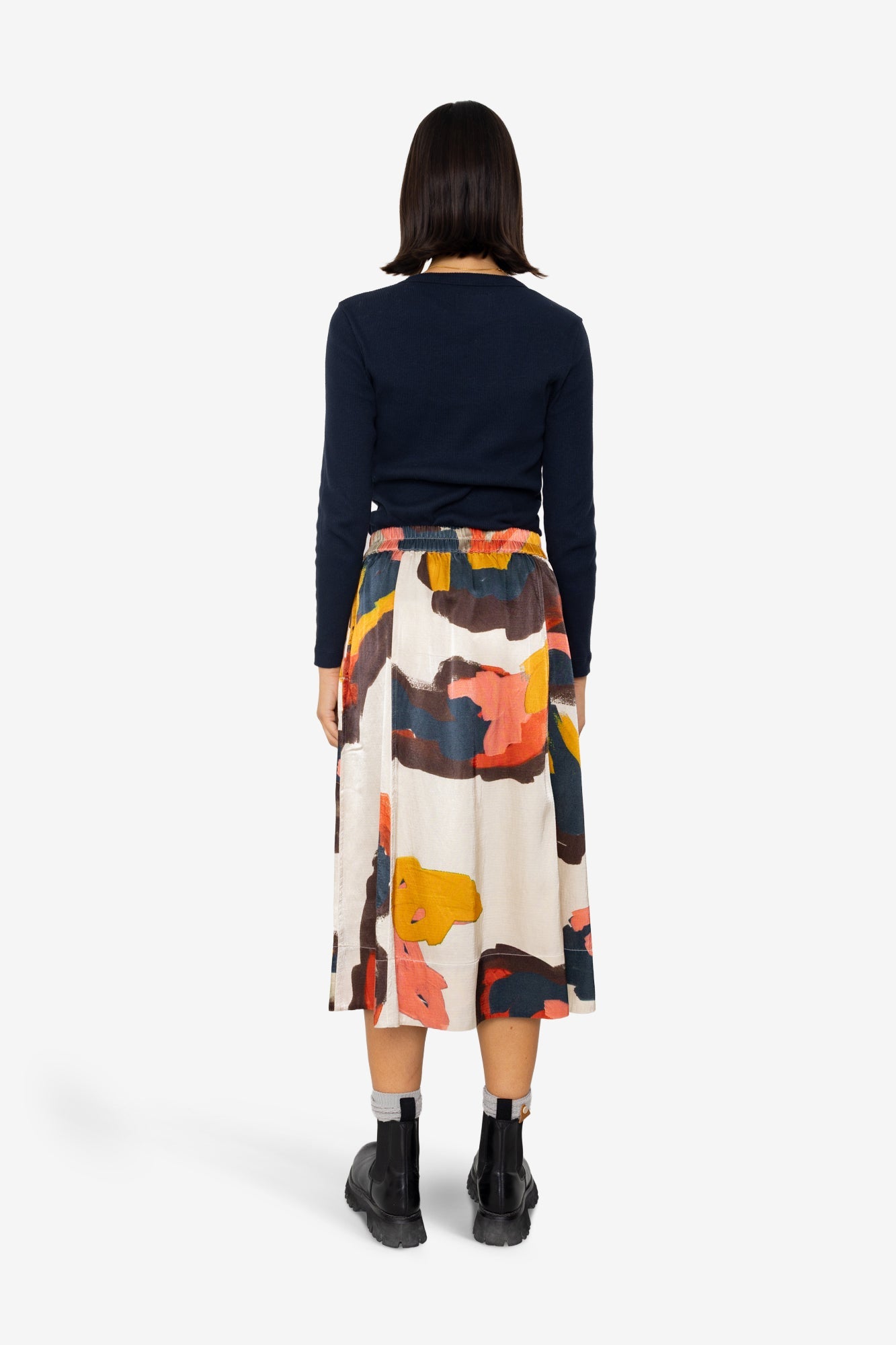 Full Seam Skirt - Impasto Print Satin