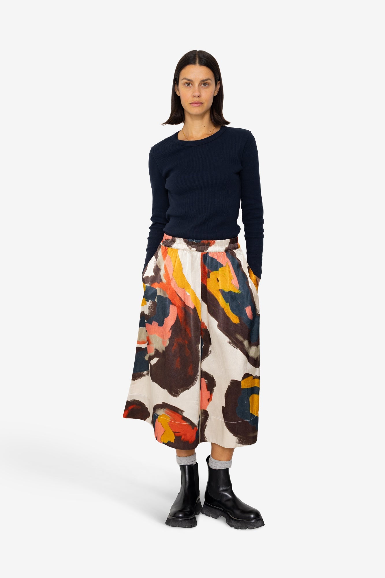 Full Seam Skirt - Impasto Print Satin