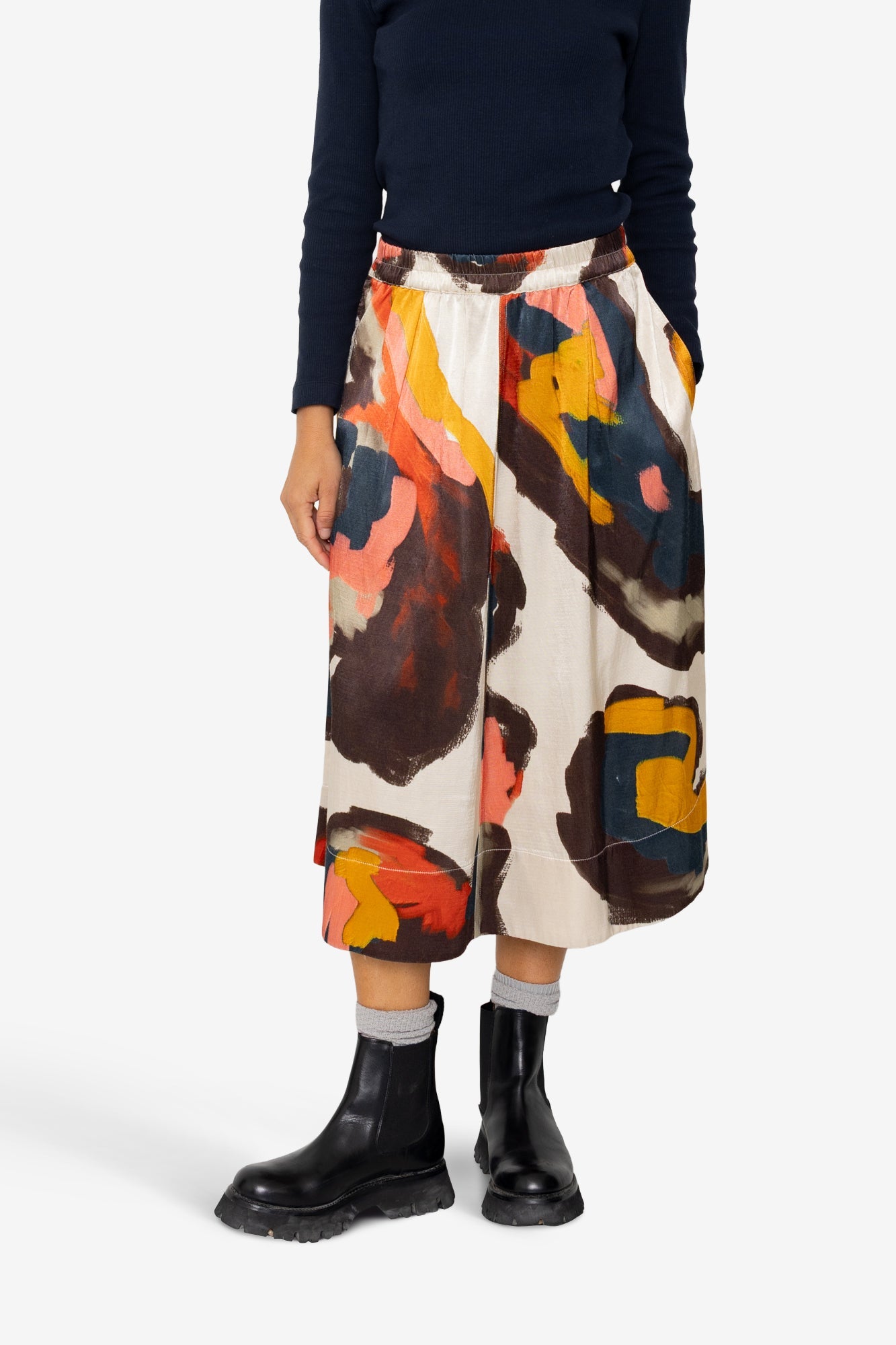 Full Seam Skirt - Impasto Print Satin