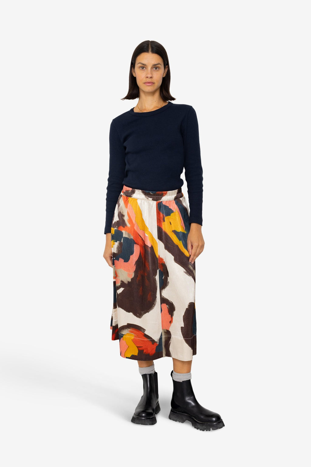 Full Seam Skirt - Impasto Print Satin