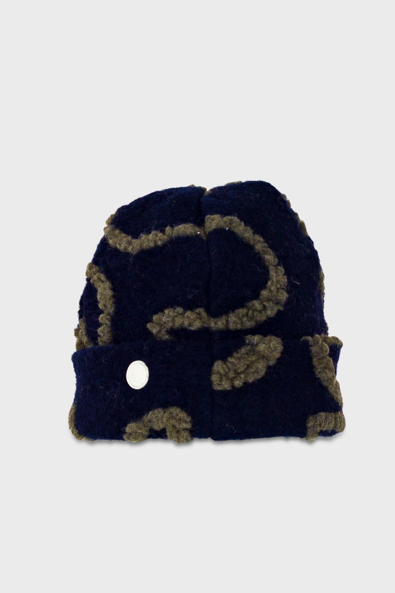 Fleece Beanie - Navy Circle Jacquard