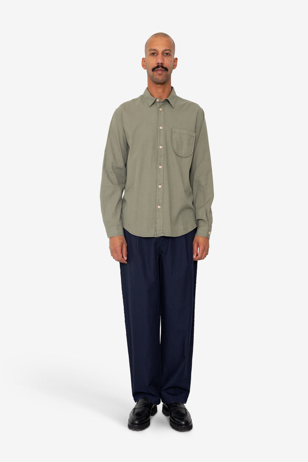 Herringbone Curve Shirt - Olive