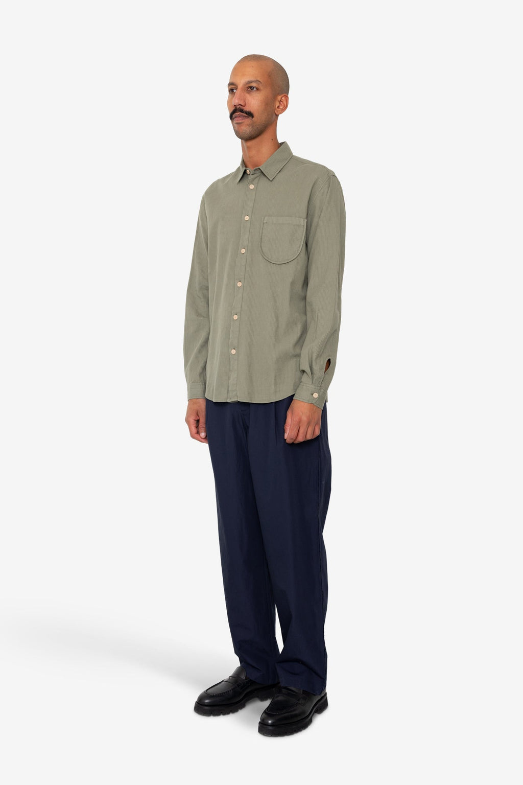 Herringbone Curve Shirt - Olive