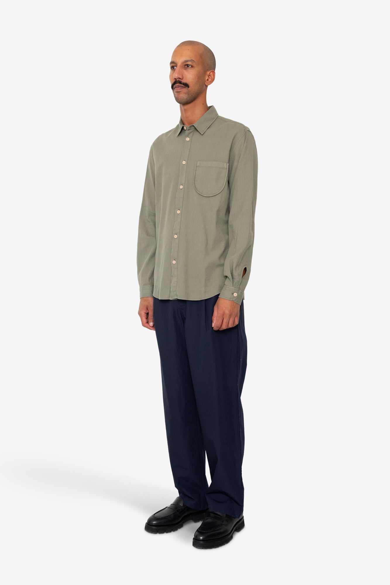 Herringbone Curve Shirt - Olive