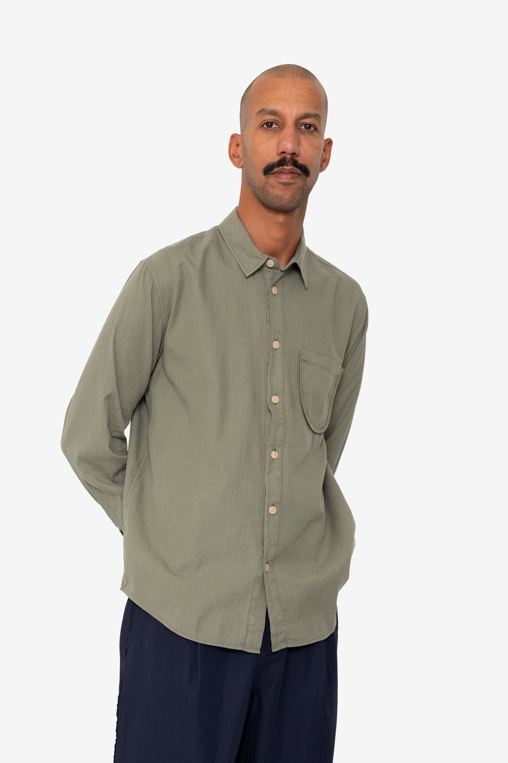 Herringbone Curve Shirt - Olive
