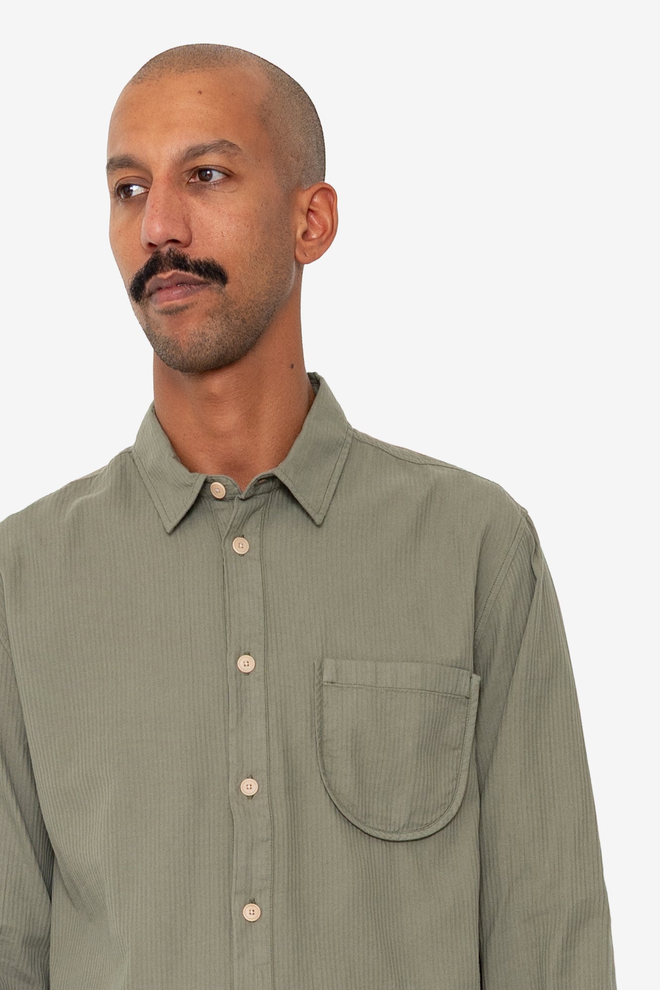 Herringbone Curve Shirt - Olive