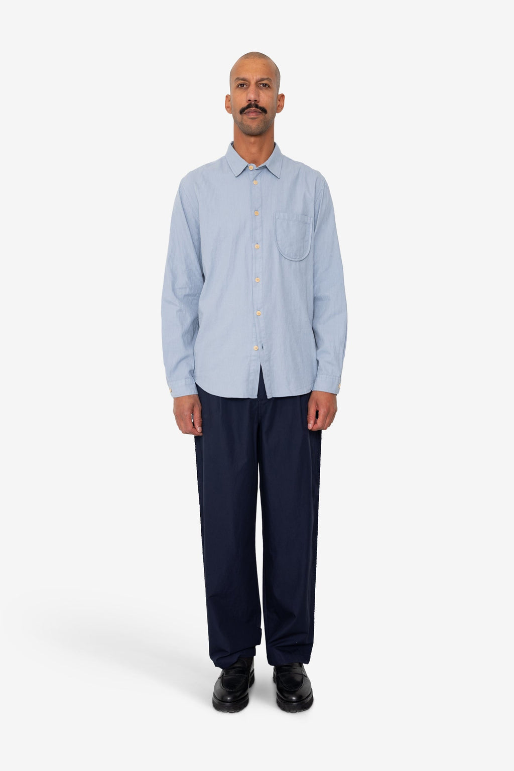 Herringbone Curve Shirt - Soft Blue