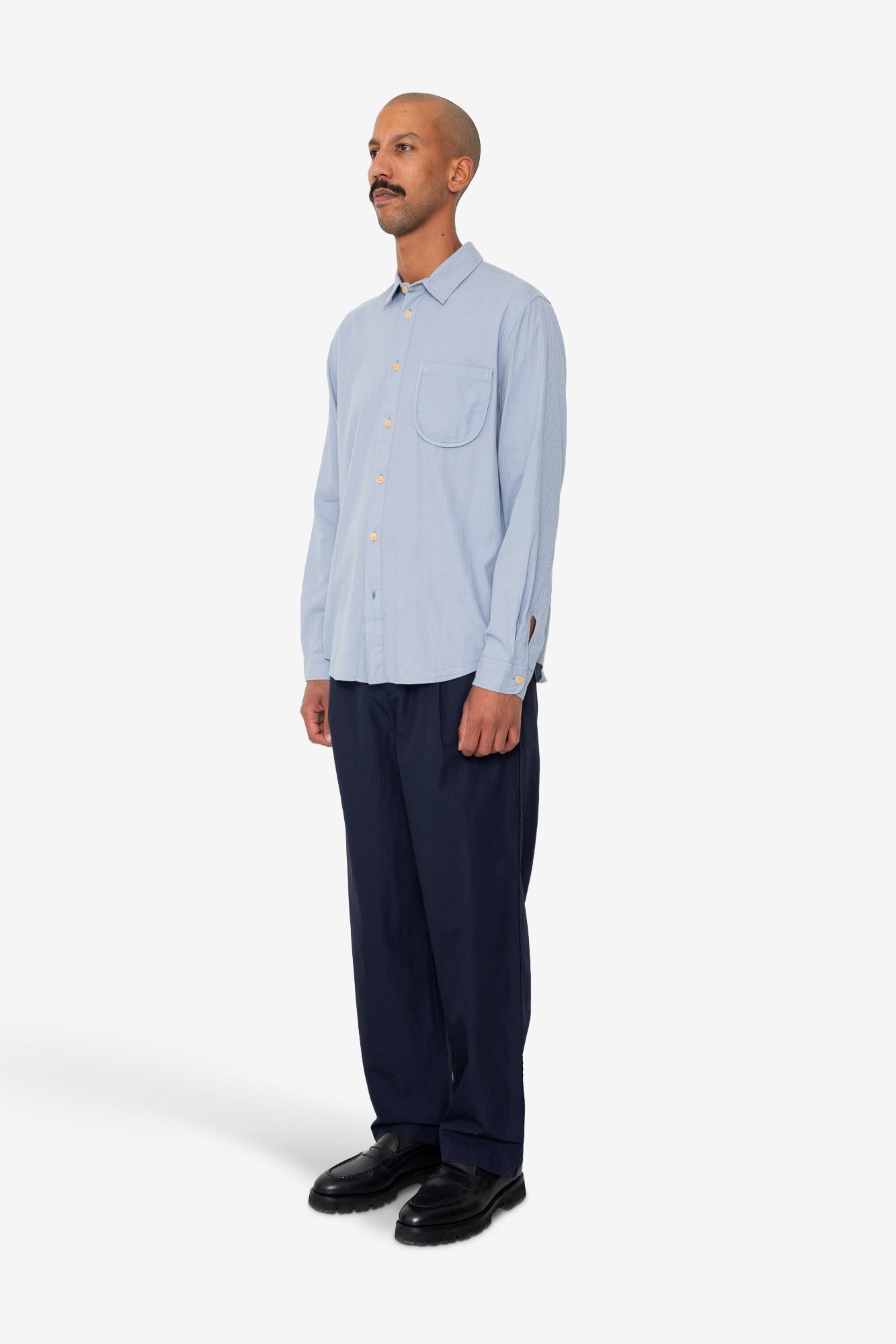 Herringbone Curve Shirt - Soft Blue