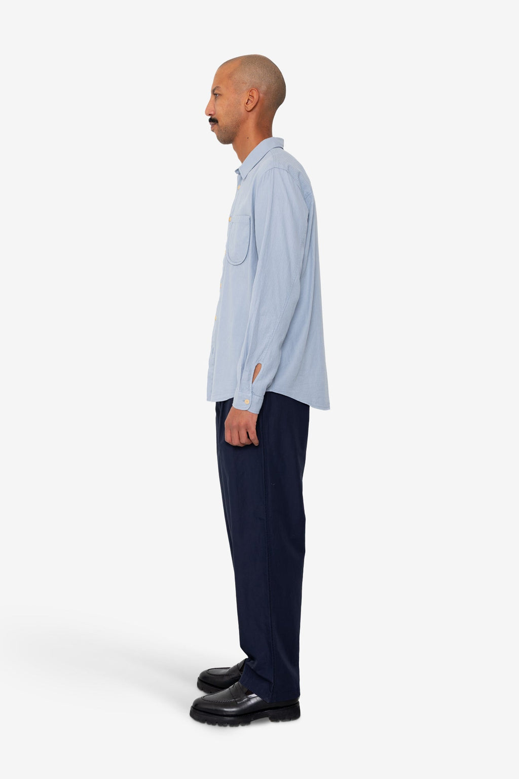 Herringbone Curve Shirt - Soft Blue