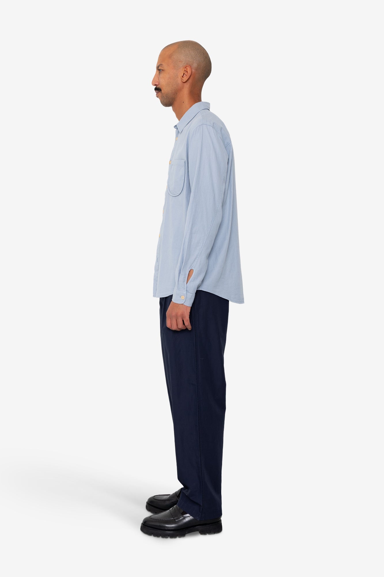 Herringbone Curve Shirt - Soft Blue