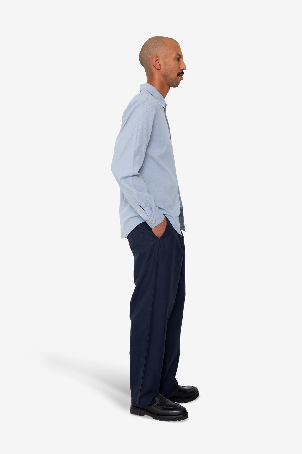 Herringbone Curve Shirt - Soft Blue