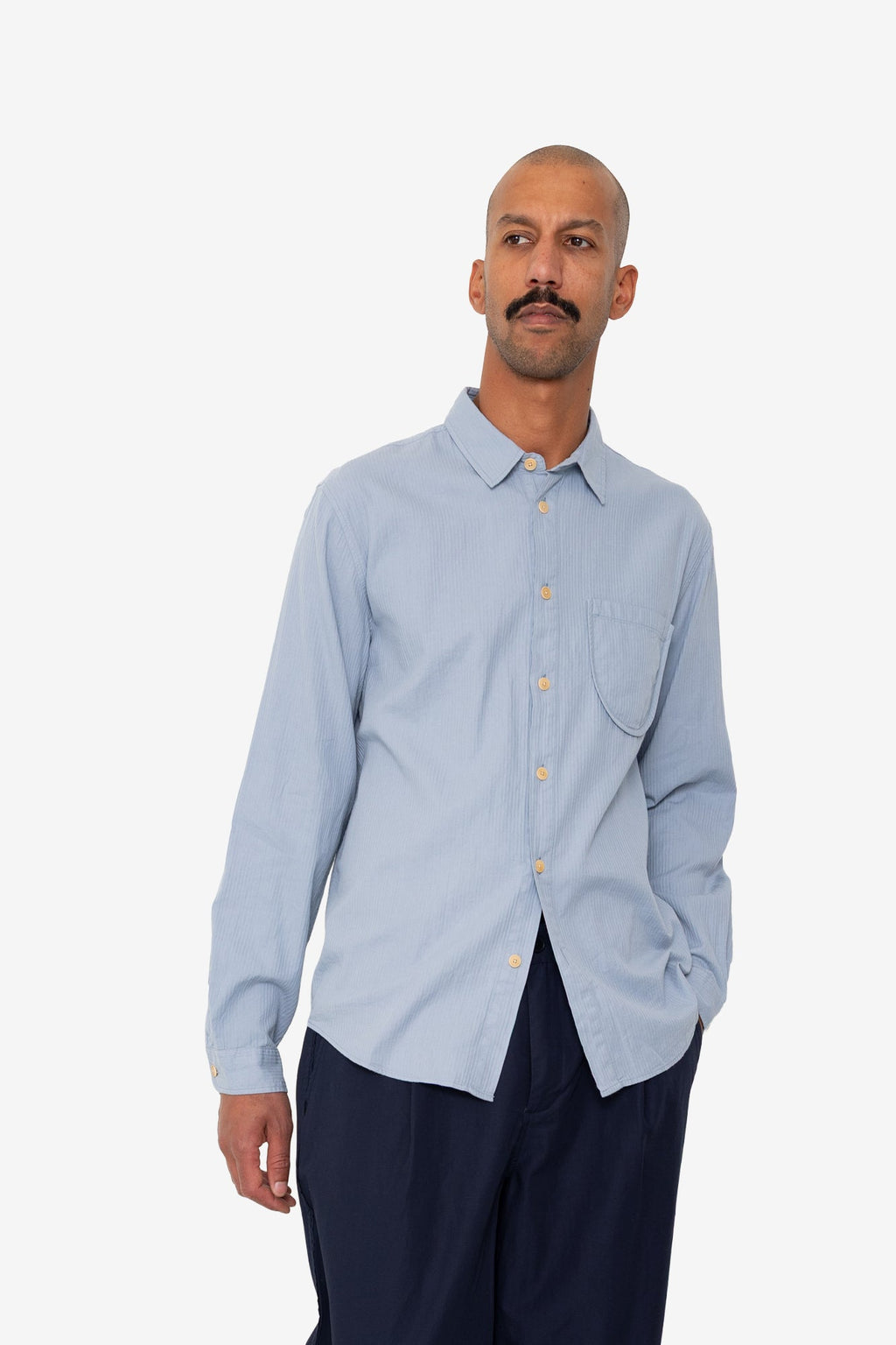 Herringbone Curve Shirt - Soft Blue