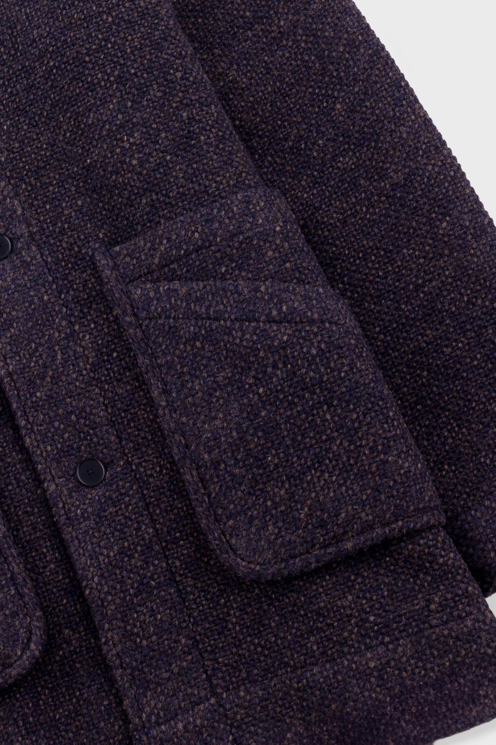 Hooded Car Coat - Navy Brown Texture