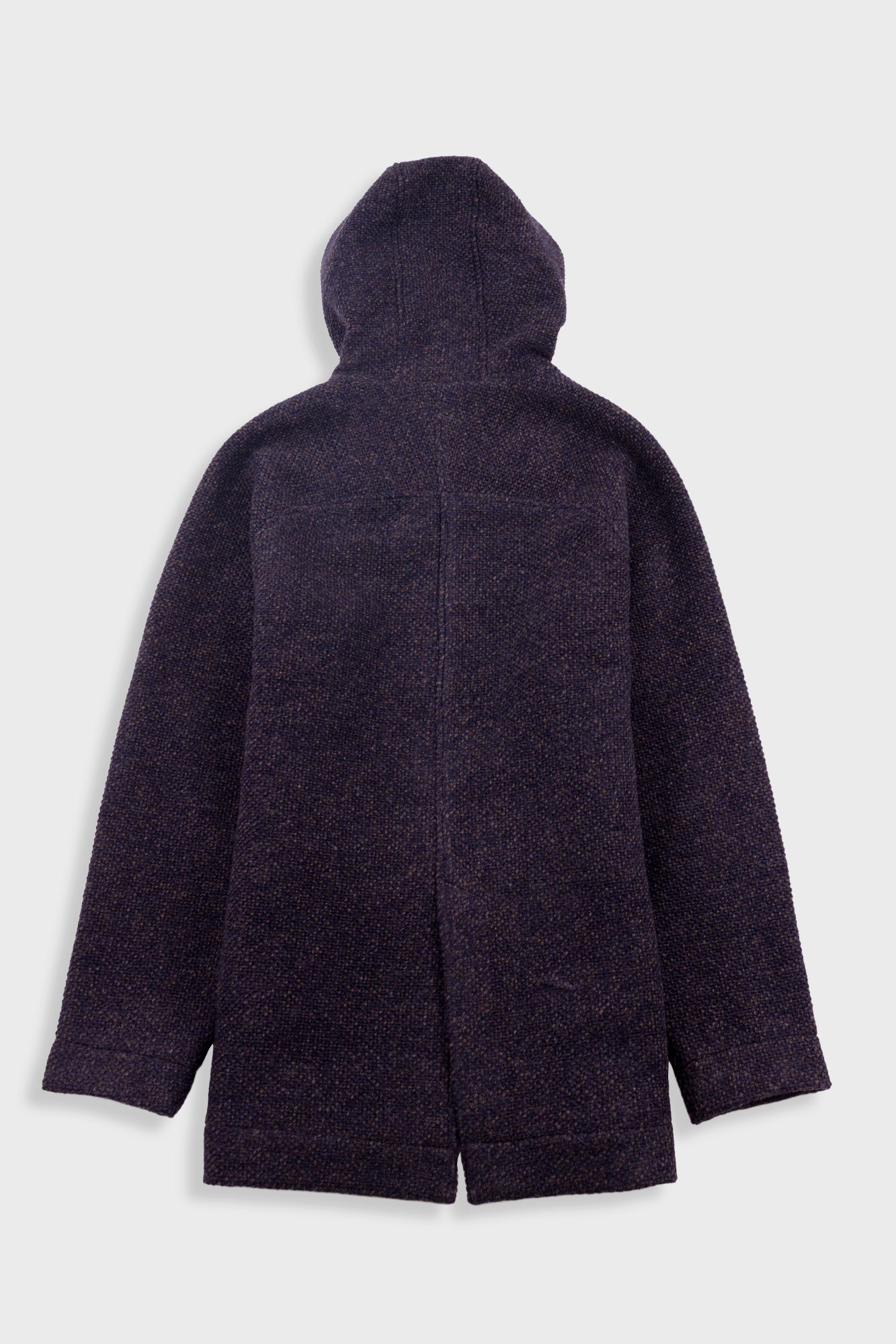 Hooded Car Coat - Navy Brown Texture