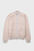 Knitted Zip Thru Bomber - Stone