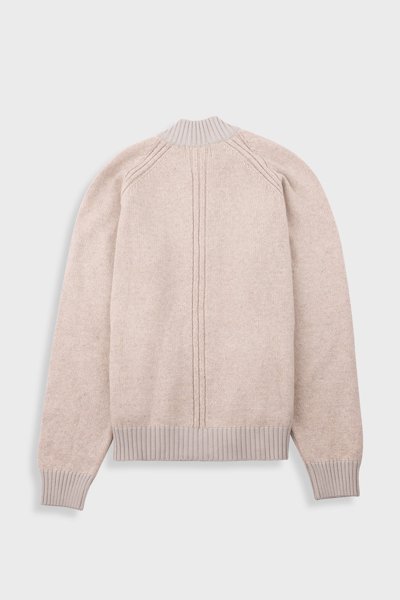 Knitted Zip Thru Bomber - Stone