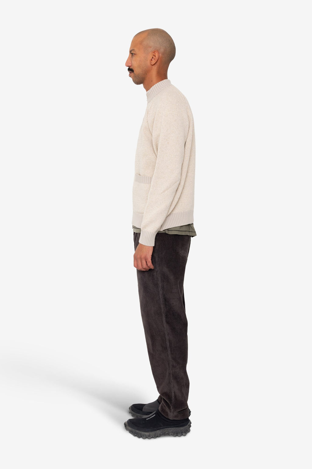 Knitted Zip Thru Bomber - Stone
