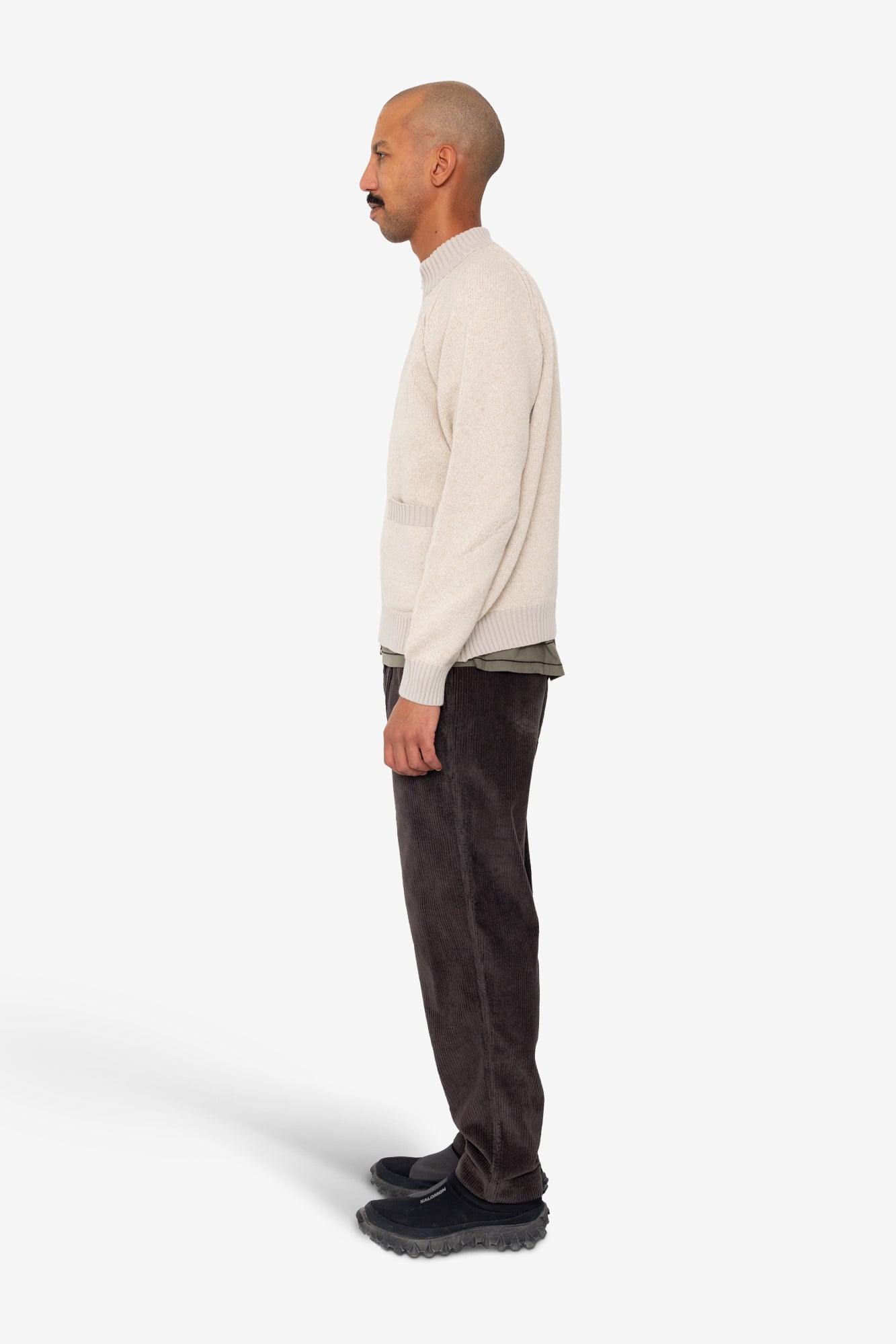 Knitted Zip Thru Bomber - Stone