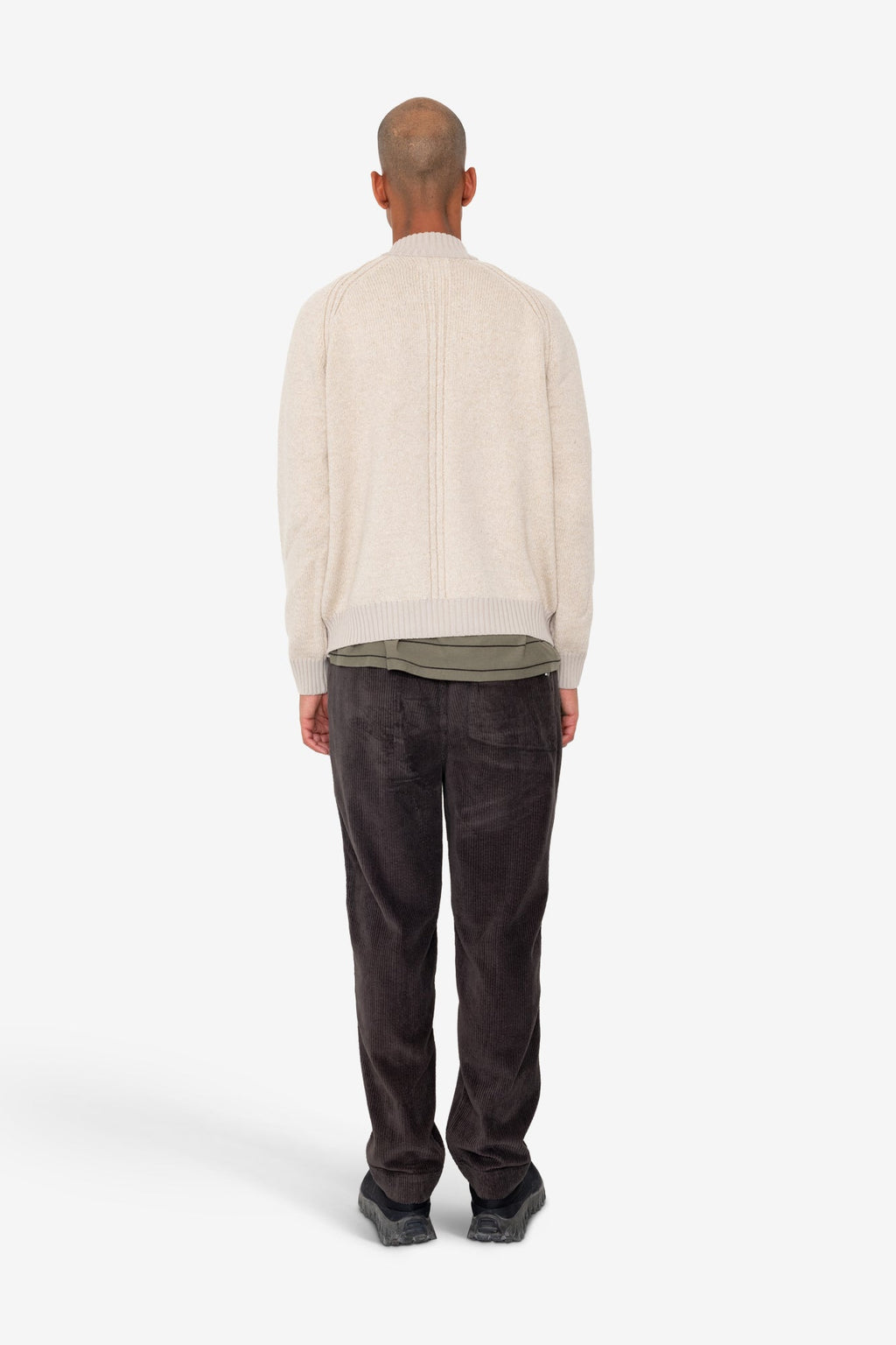 Knitted Zip Thru Bomber - Stone