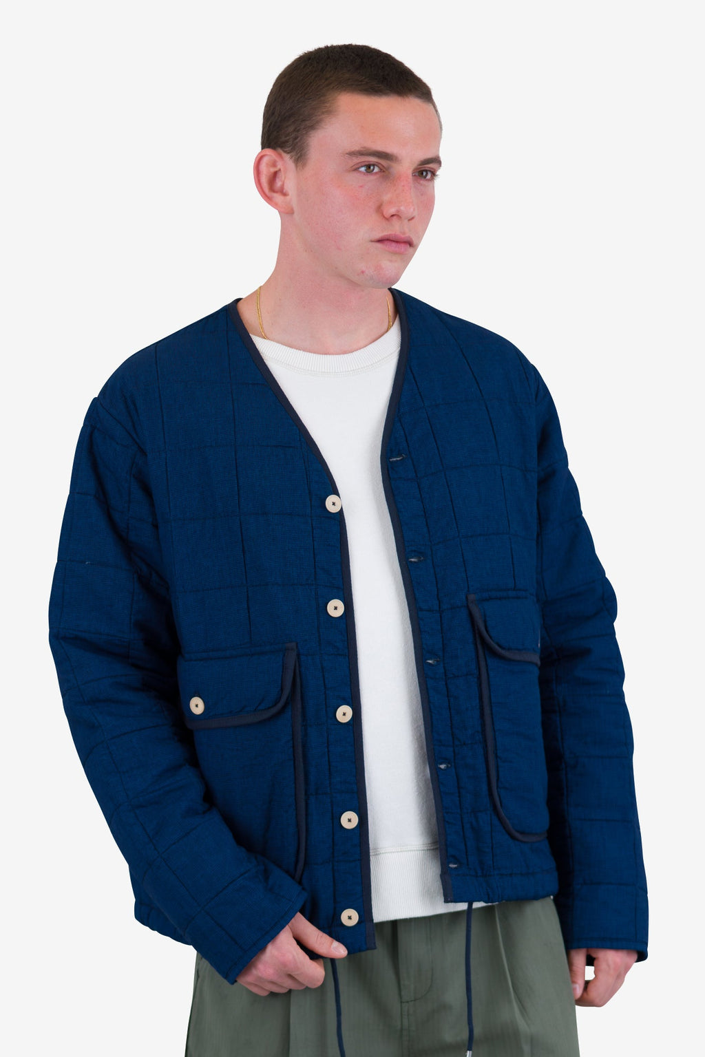 Lightweight Liner Jacket - Indigo Microcheck