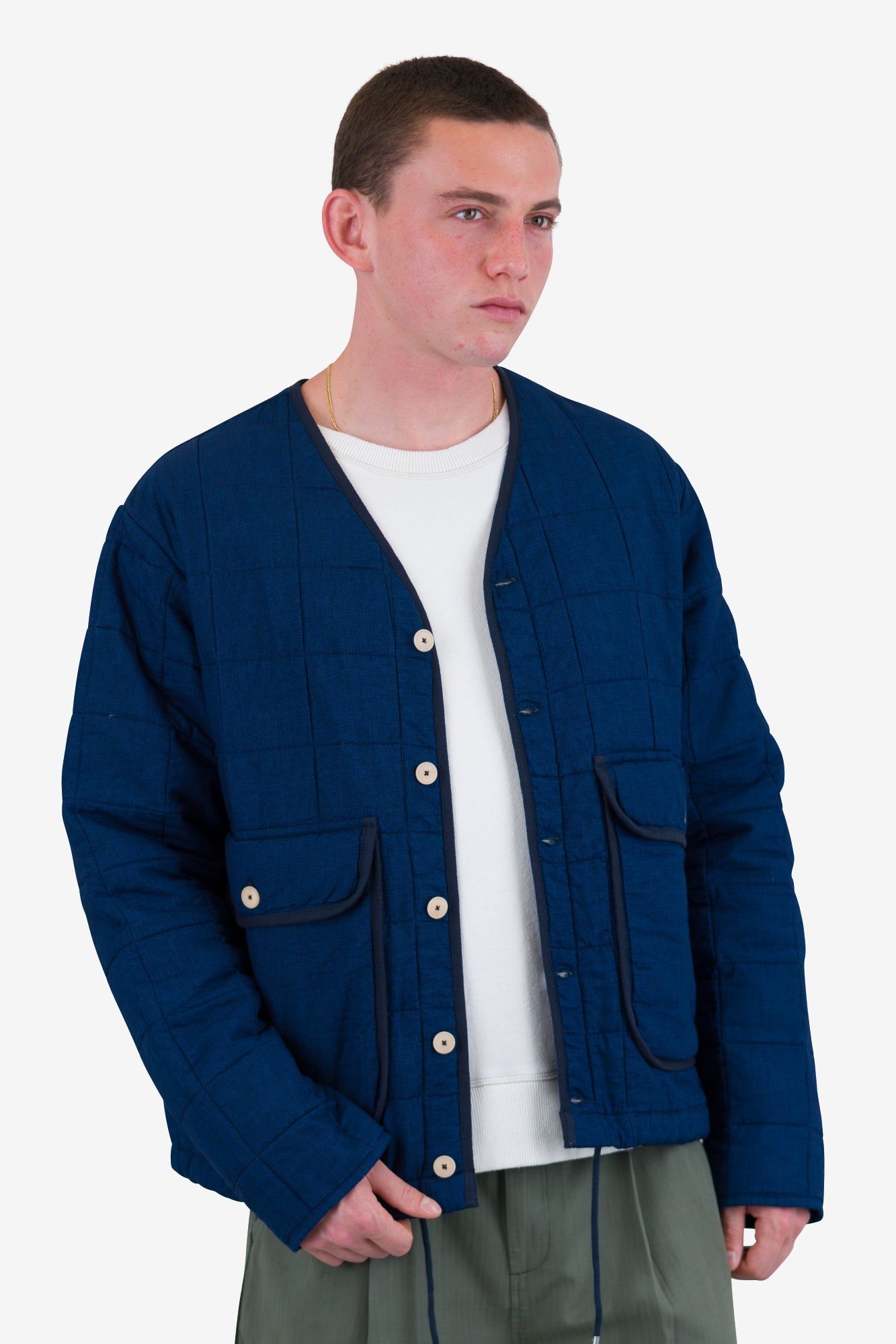 Lightweight Liner Jacket - Indigo Microcheck