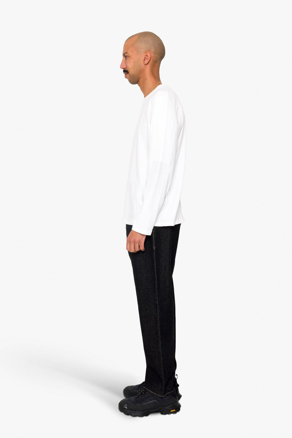 Long Sleeve Curve Panel T-Shirt - White Waffle