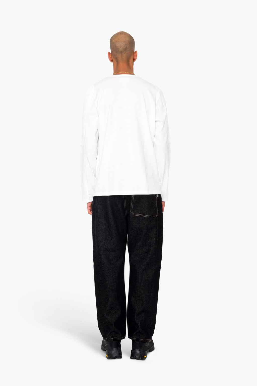 Long Sleeve Curve Panel T-Shirt - White Waffle