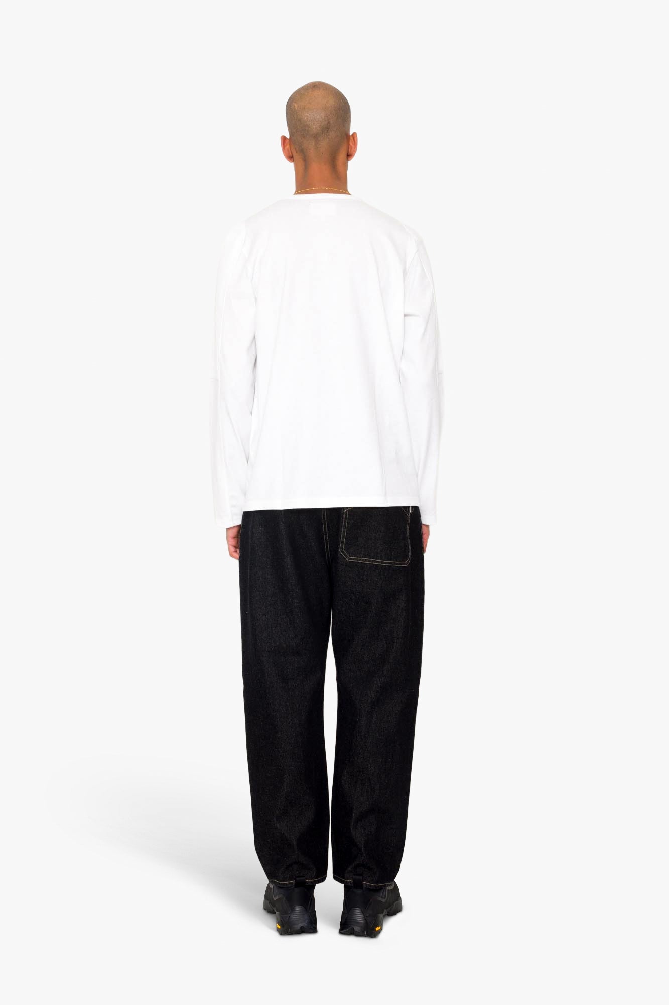 Long Sleeve Curve Panel T-Shirt - White Waffle