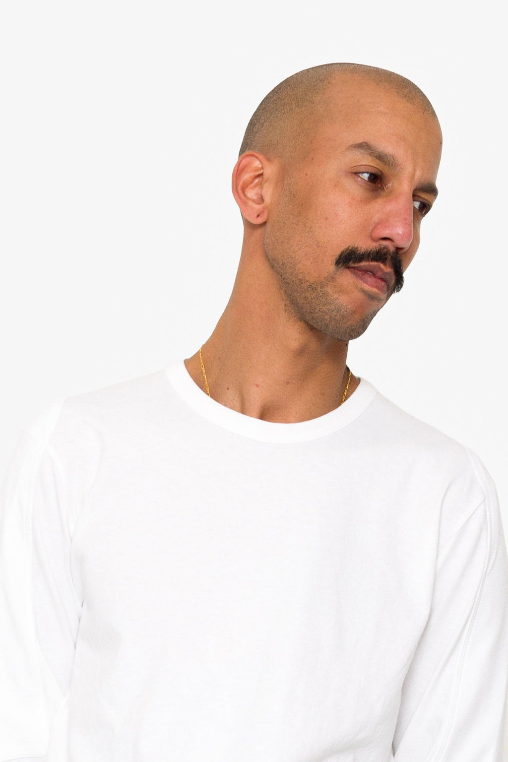 Long Sleeve Curve Panel T-Shirt - White Waffle