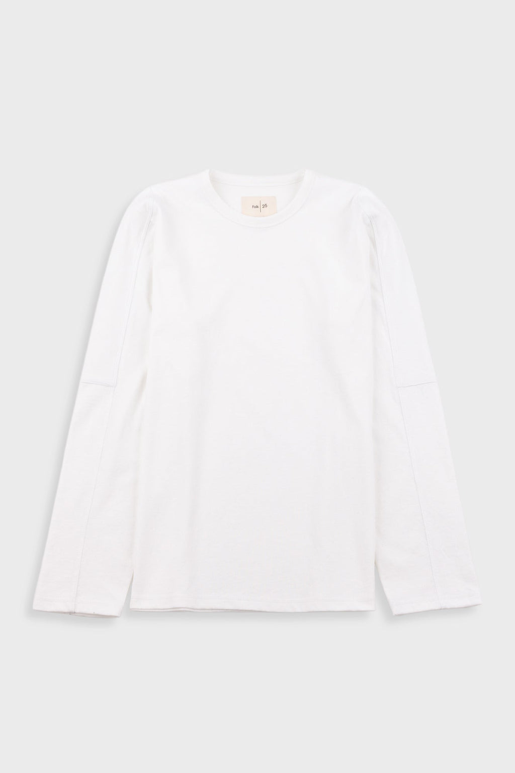 Long Sleeve Curve Panel T-Shirt - White Waffle