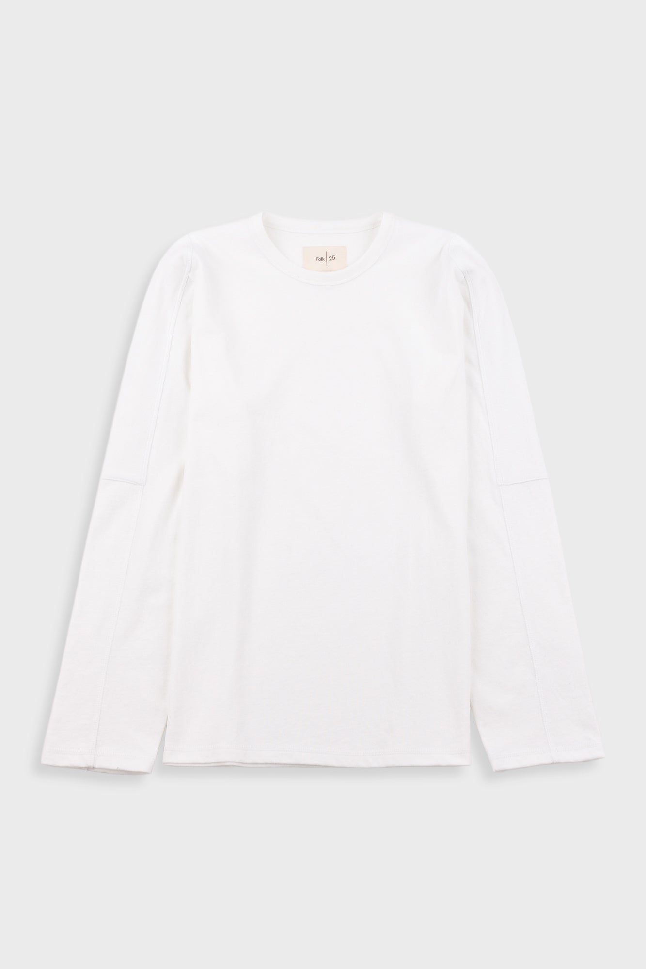 Long Sleeve Curve Panel T-Shirt - White Waffle