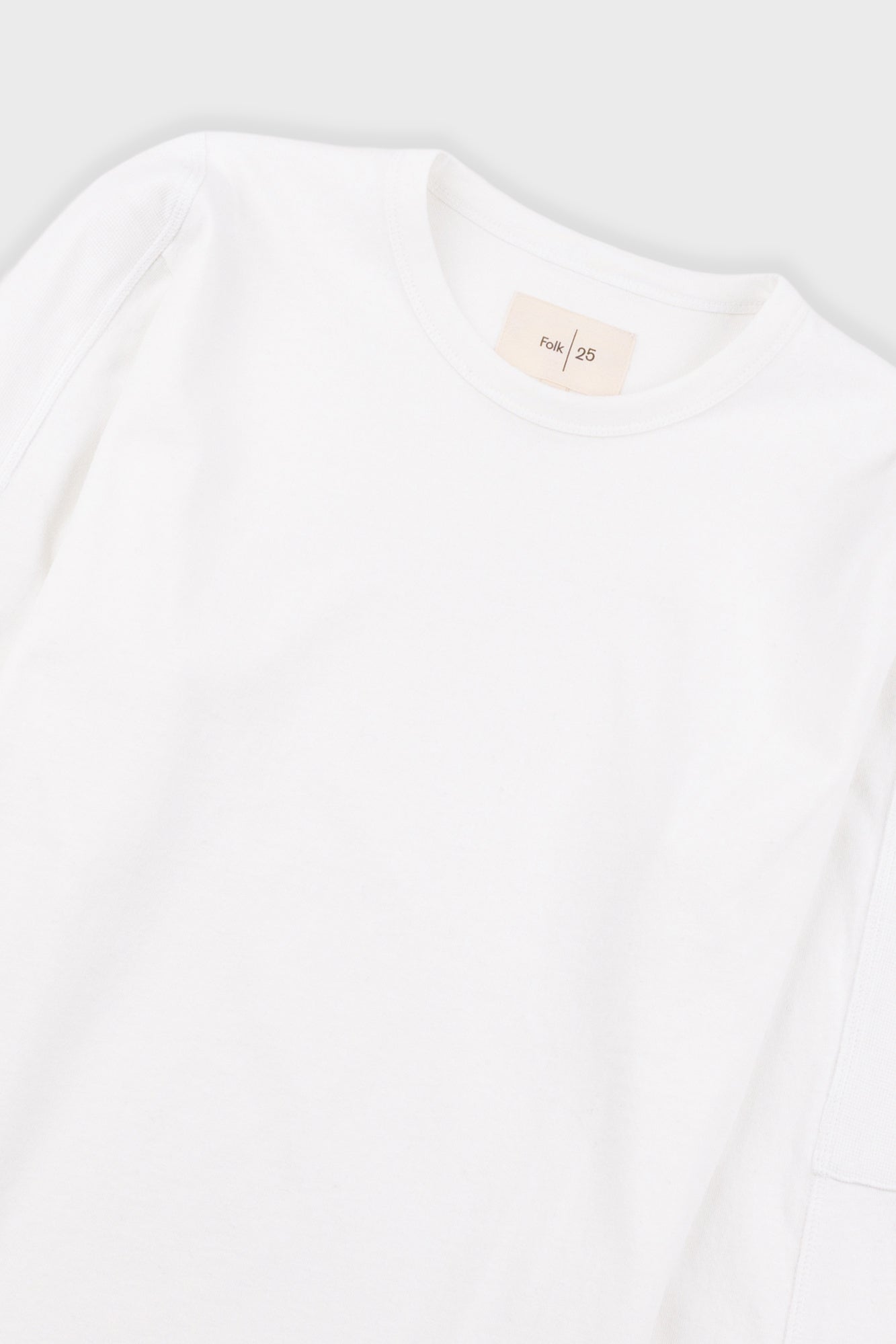 Long Sleeve Curve Panel T-Shirt - White Waffle