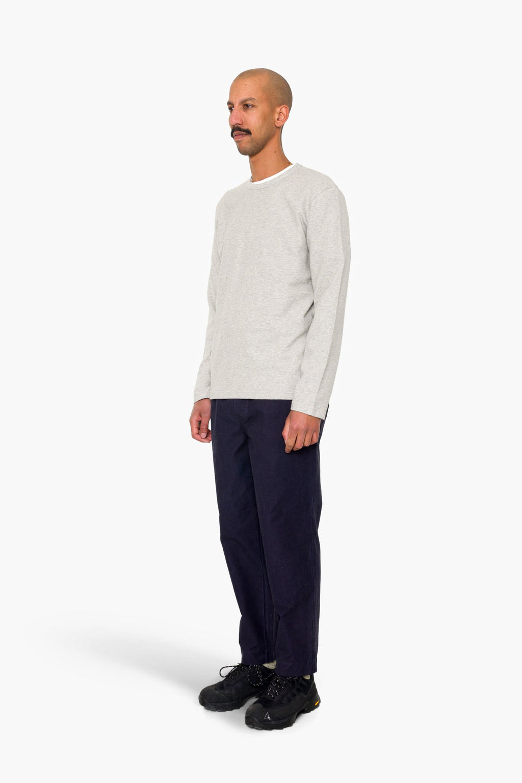 Long Sleeve Textured T-Shirt - Light Grey Melange