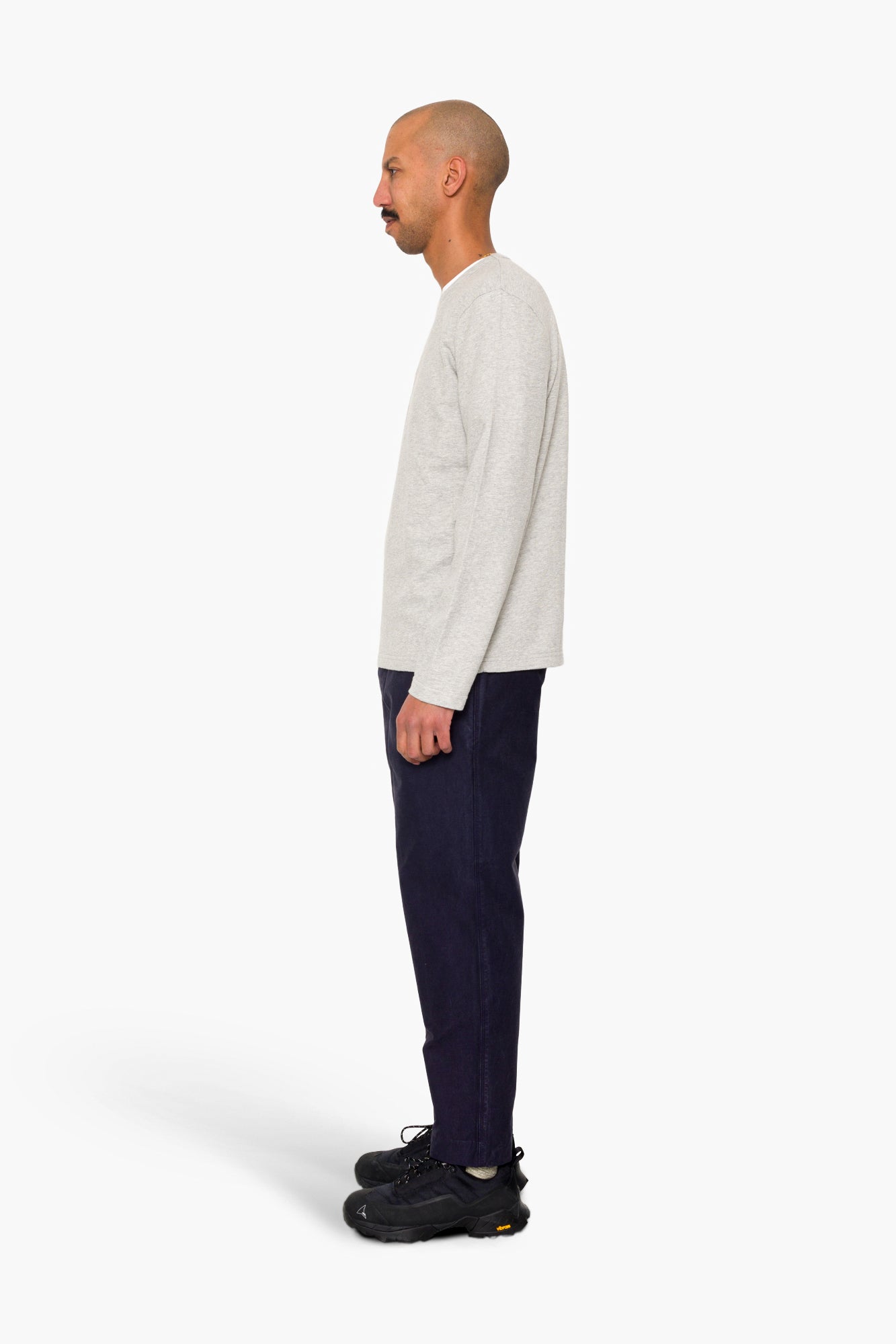 Long Sleeve Textured T-Shirt - Light Grey Melange