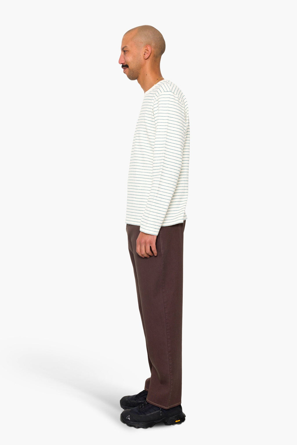 Long Sleeve Textured Stripe T-Shirt - Ecru / Misty Green