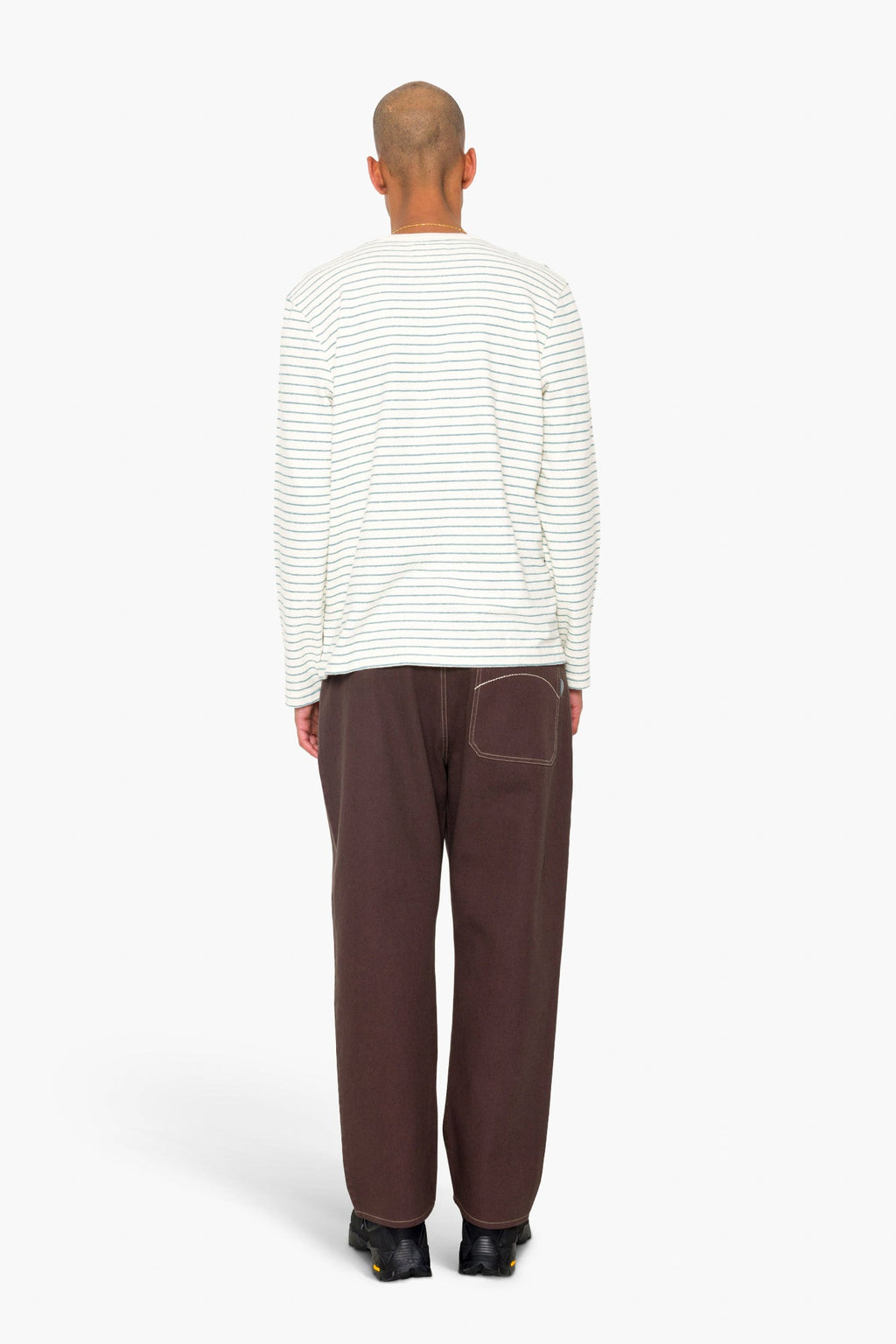 Long Sleeve Textured Stripe T-Shirt - Ecru / Misty Green