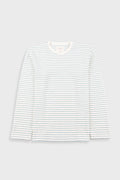 Long Sleeve Textured Stripe T-Shirt - Ecru / Misty Green
