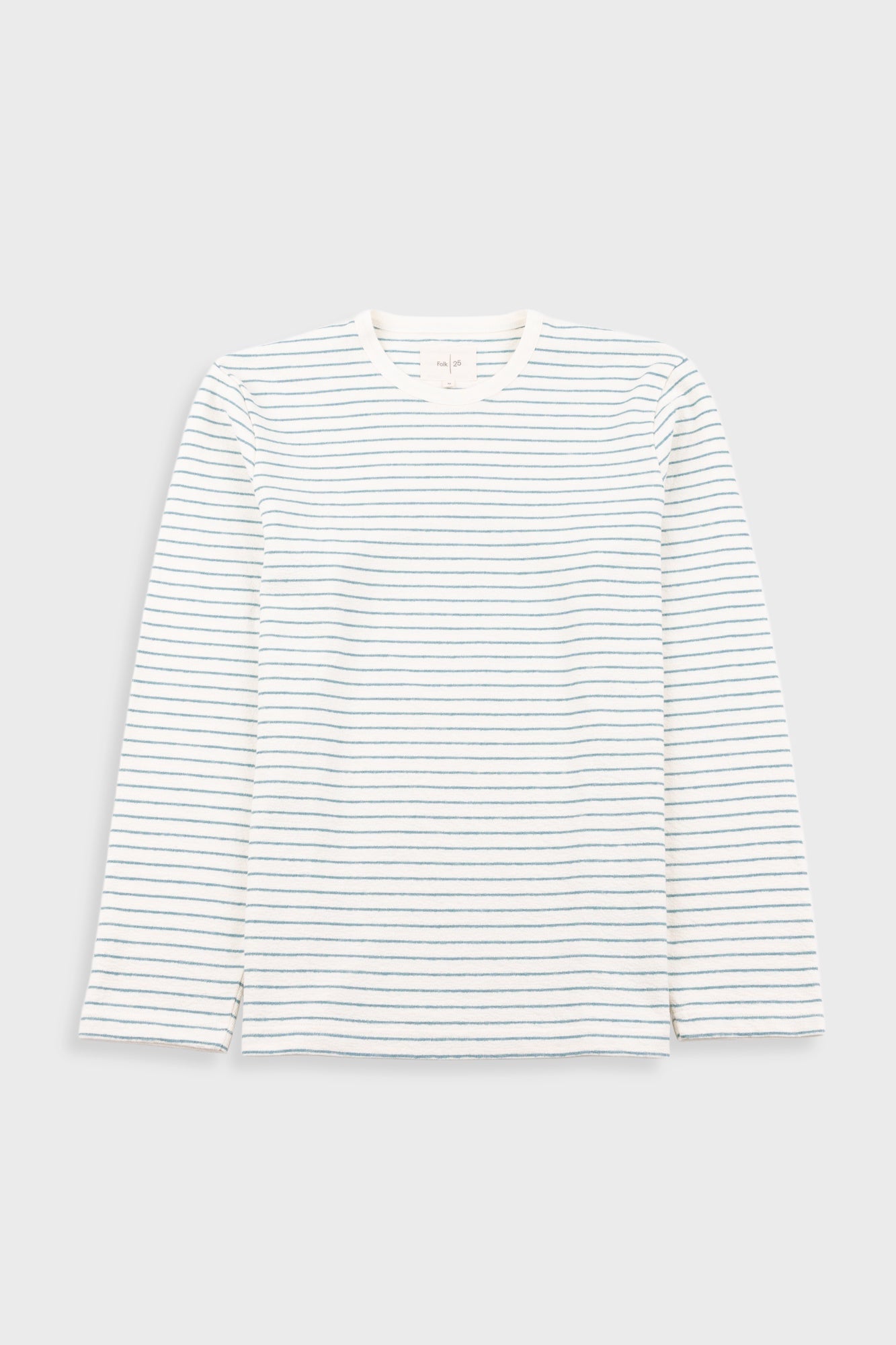 Long Sleeve Textured Stripe T-Shirt - Ecru / Misty Green