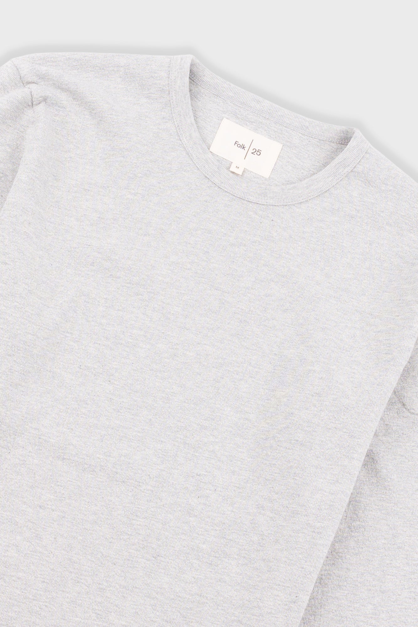 Long Sleeve Textured T-Shirt - Light Grey Melange