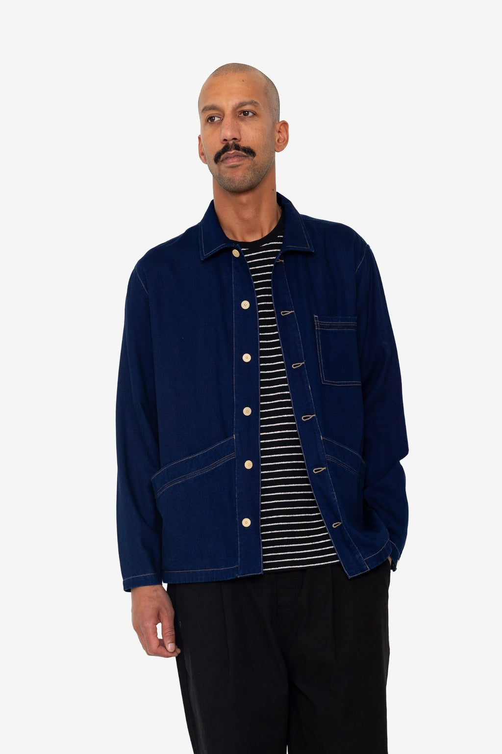 Meyer Shirt Jacket - Deep Denim Herringbone