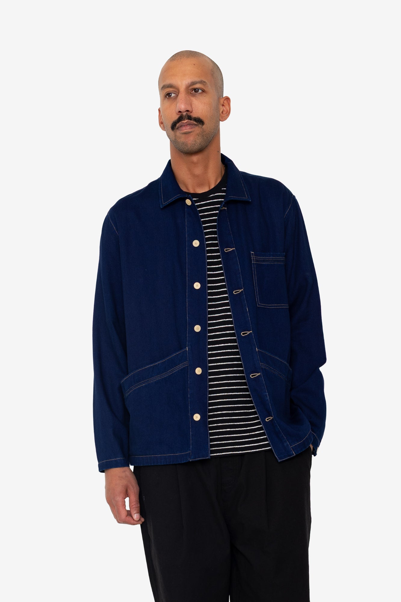 Meyer Shirt Jacket - Deep Denim Herringbone